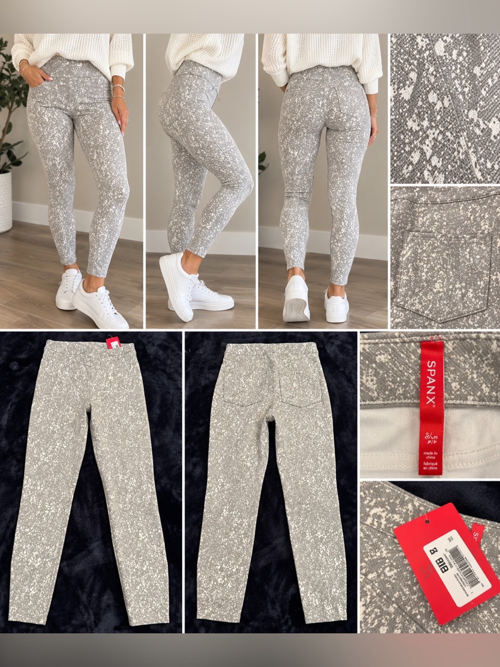 SPANX Taupe Speckle-Print Jeggings